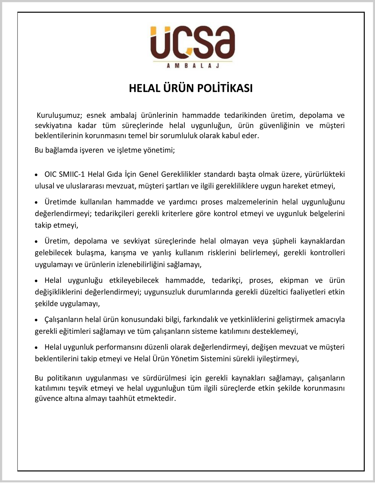 helal ürün politikasi